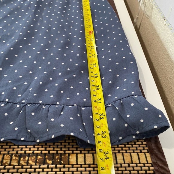 Abercrombie & Fitch Polka Dot Mini Dress Blue Ruffle Hem Size Large Preppy - Picture 12 of 12